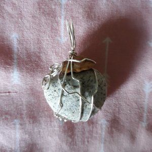 Double Stone Hand wrapped Pendant 1.5"